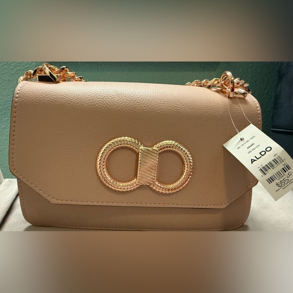 Aldo Tan Shoulder Bag with Gold Hardware, (it’s more of a mauve color)